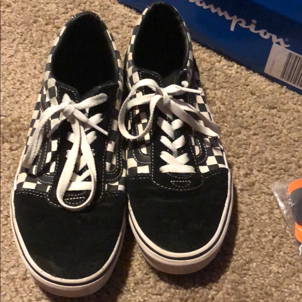 White and Black checkered vans